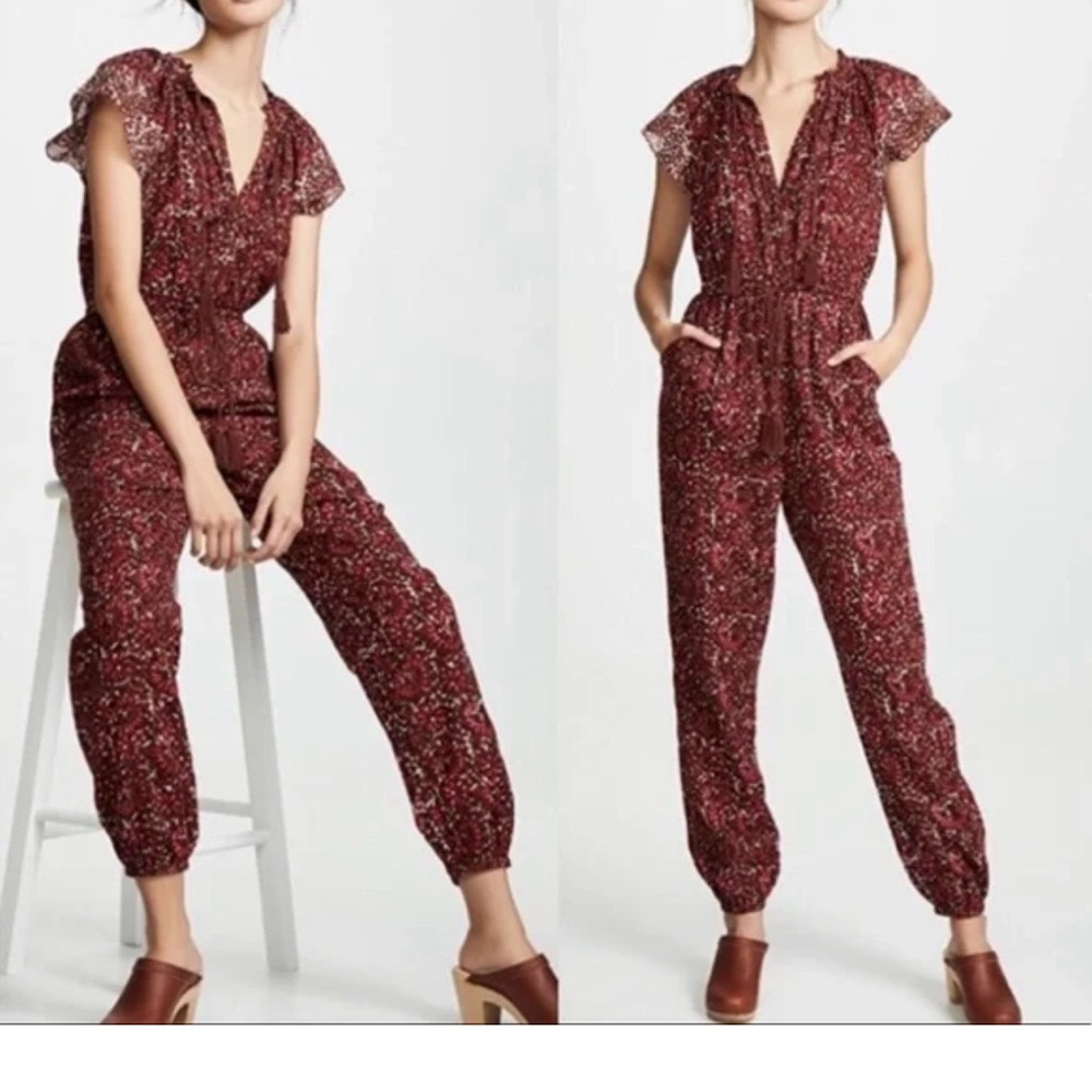 Ulla Johnson sz 4 Floral Jumpsuit - Burgundy 💯 % authentic